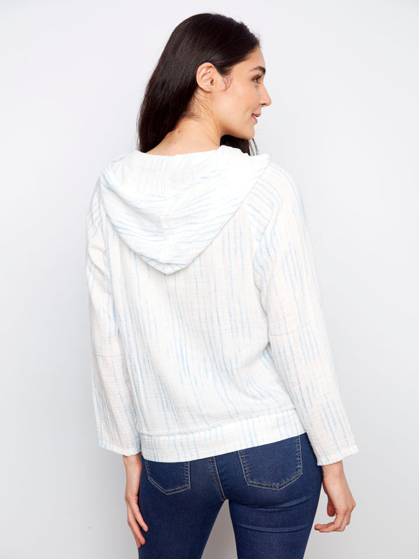 Printed Bubble Cotton Hoodie - Stripes