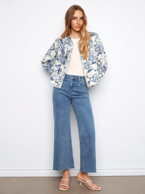 Printed Linen Blend Jacket - Versailles