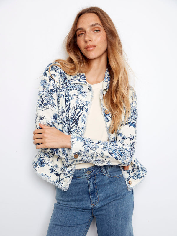 Printed Linen Blend Jacket - Versailles