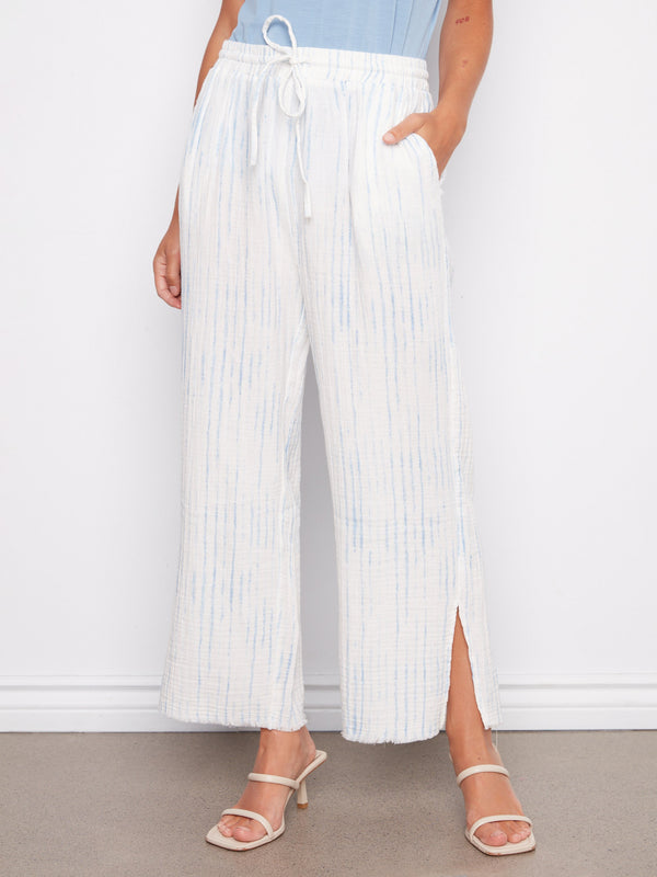 Bubble Cotton Printed Drawstring Pants - Stripes