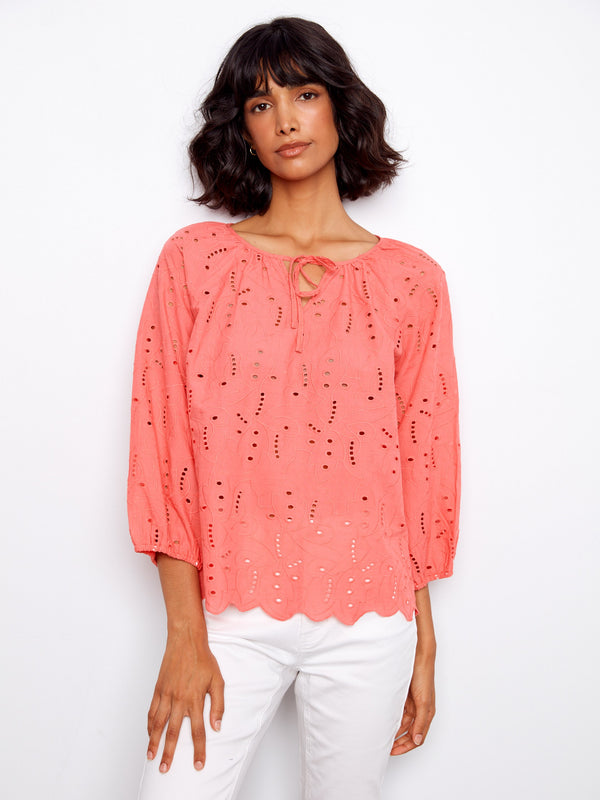 Cotton Eyelet Blouse - Sorbet