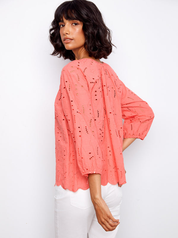 Cotton Eyelet Blouse - Sorbet