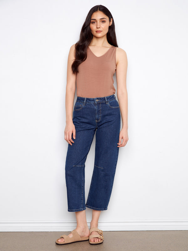 Cropped Barrel Jeans - Indigo