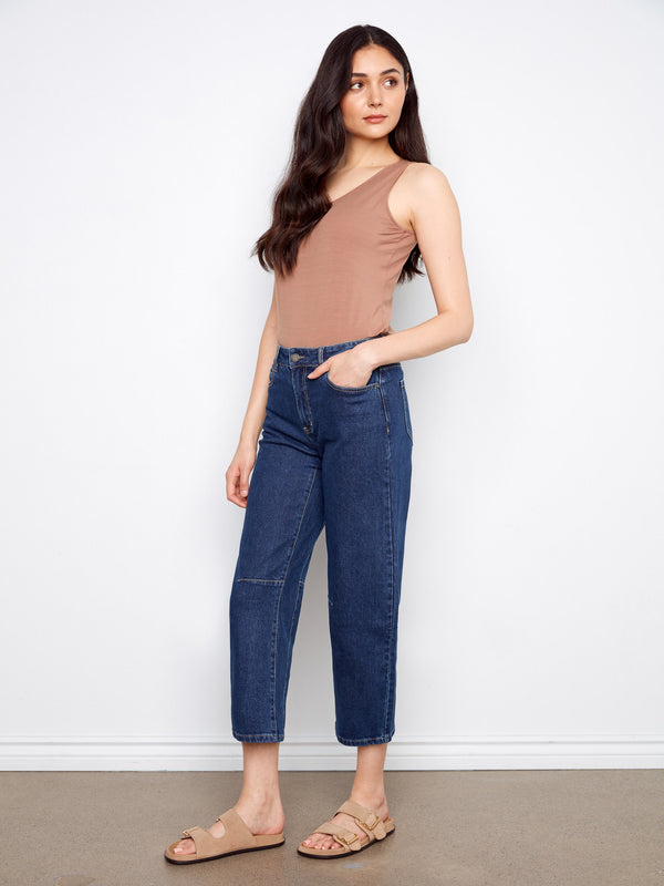 Cropped Barrel Jeans - Indigo
