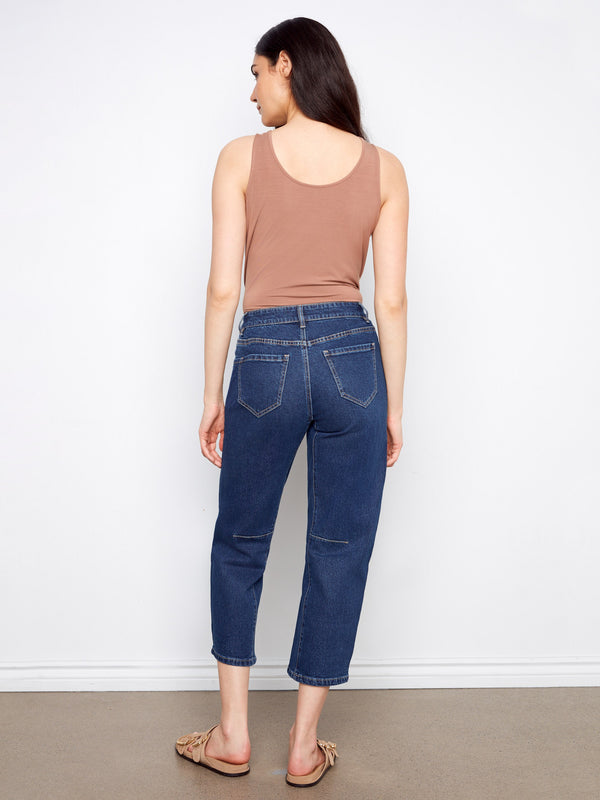 Cropped Barrel Jeans - Indigo