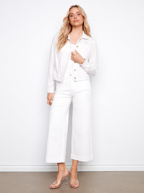 Embroidered Linen Blend Jacket - Embroidered