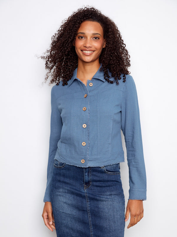 Linen Blend Jacket - Denim