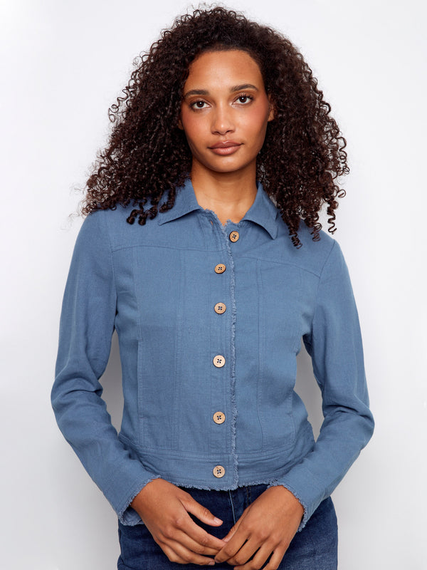 Linen Blend Jacket - Denim