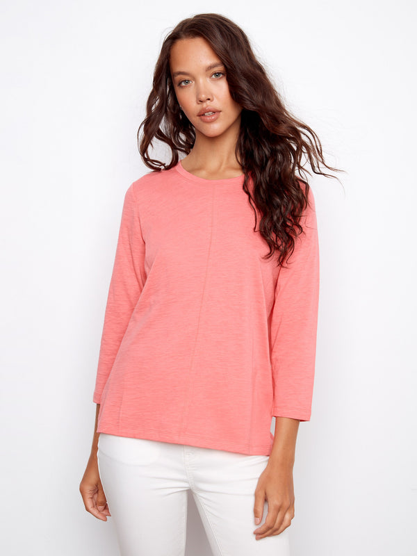Organic Cotton 3/4 Sleeve Top - Sorbet