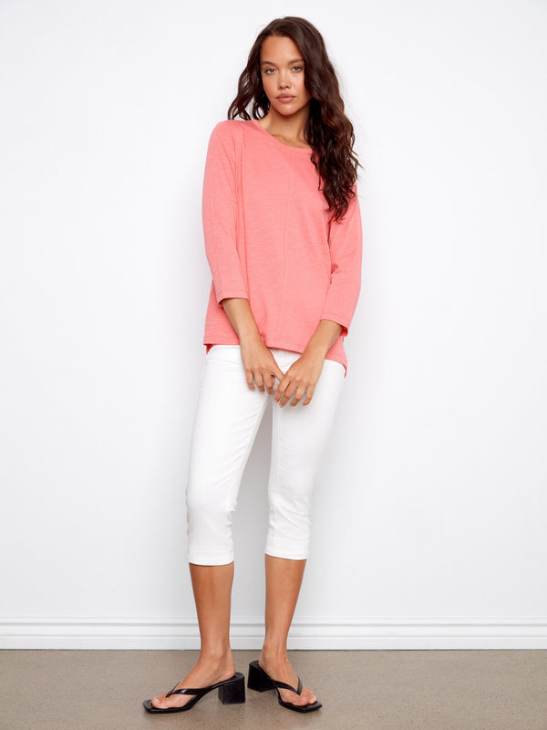 Organic Cotton 3/4 Sleeve Top - Sorbet