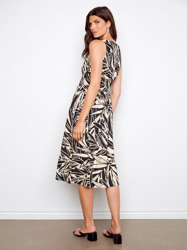 Printed Cotton Voile Front-Zip Midi Dress - Luna