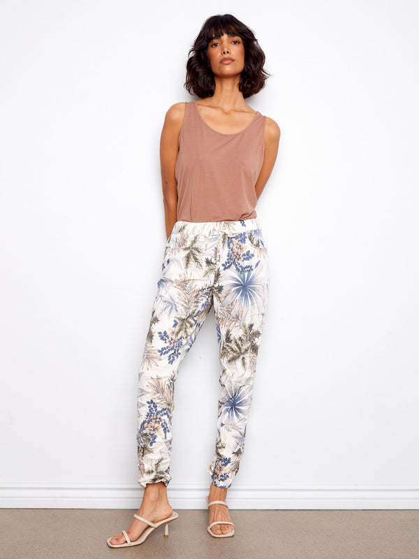 Printed Crinkle Jogger Pants - Hawaii