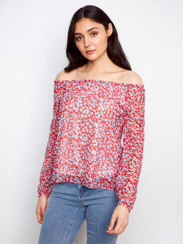 Printed Off-Shoulder Blouse - Dixie
