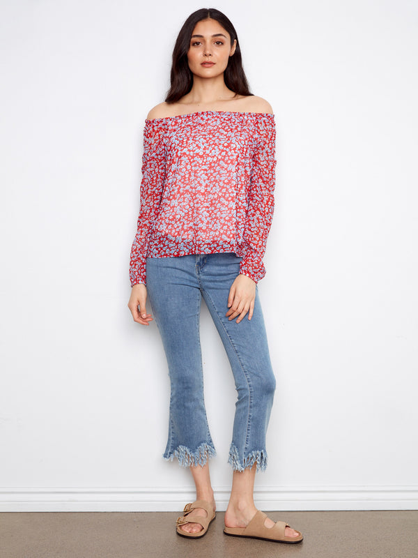 Printed Off-Shoulder Blouse - Dixie