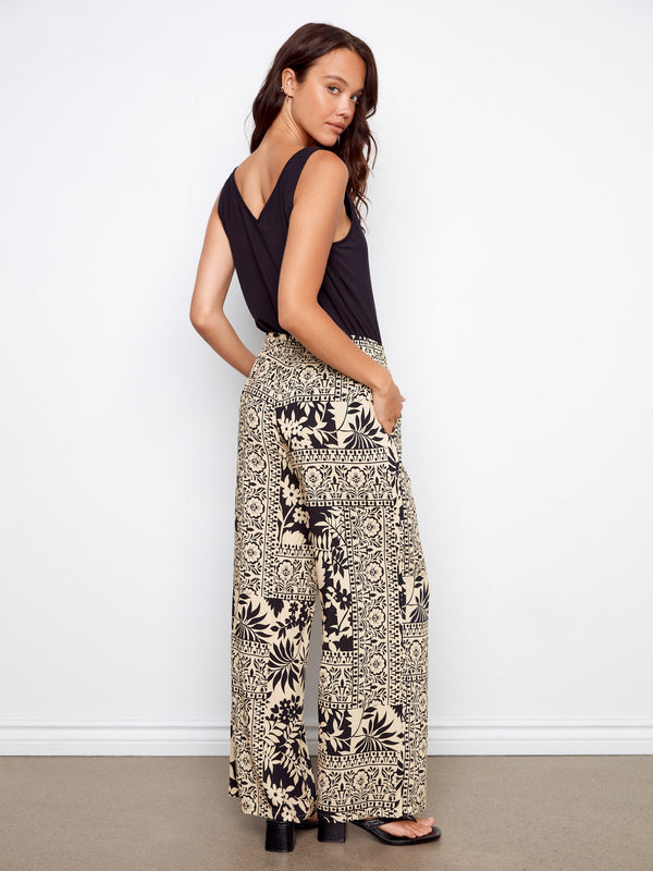 Printed Wide Leg Pants - Abstract