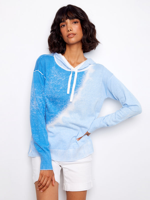 Reverse Print Hoodie Sweater - Cloud