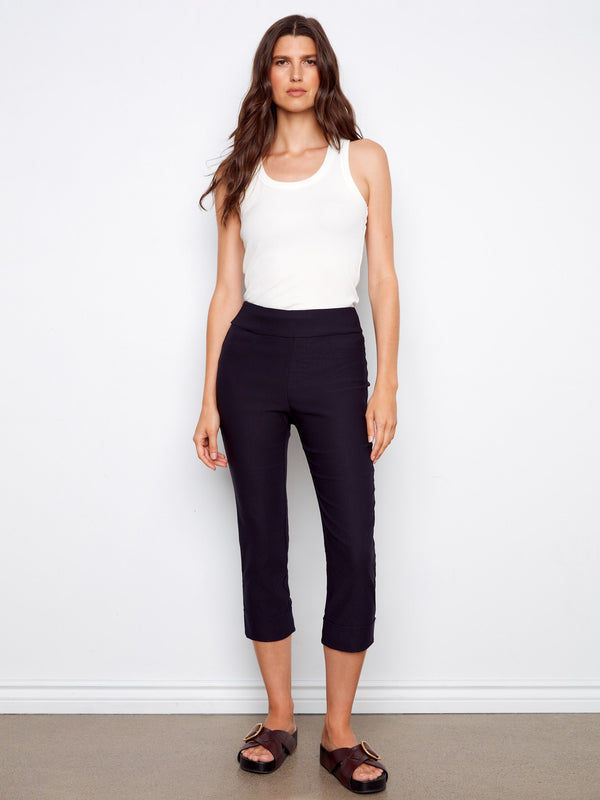 Stretch Pull-on Capris Pants - Navy