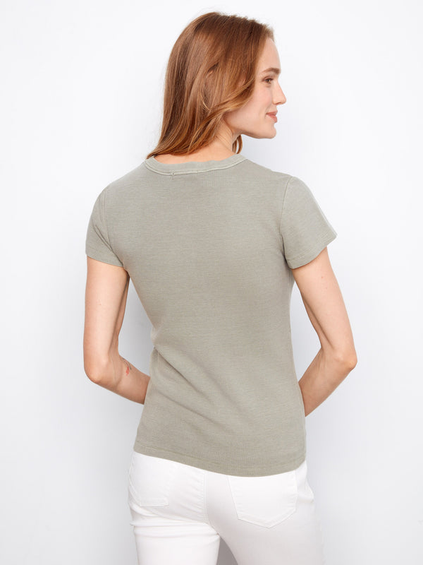 Tencel Ribbed Crew Neck T-Shirt - Sage