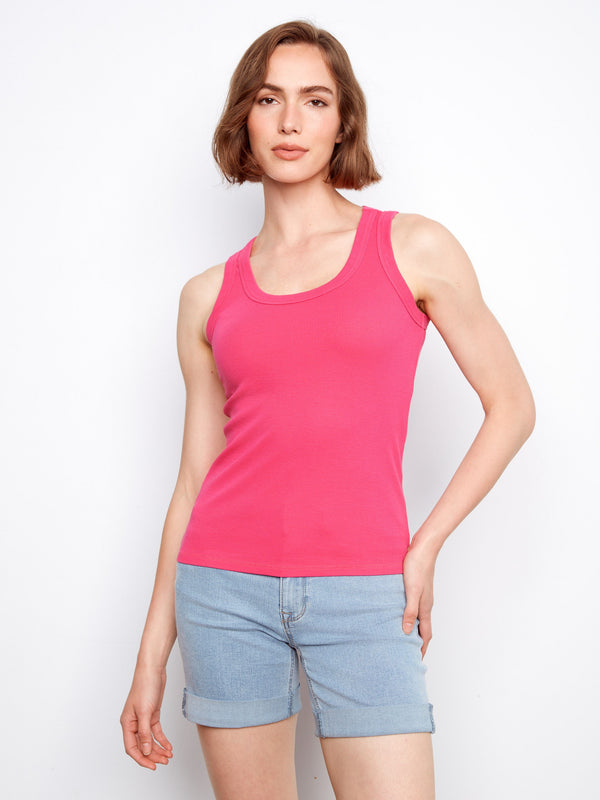 Tencel Ribbed Tank Top - Fuchsia
