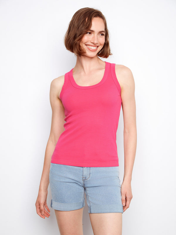 Tencel Ribbed Tank Top - Fuchsia