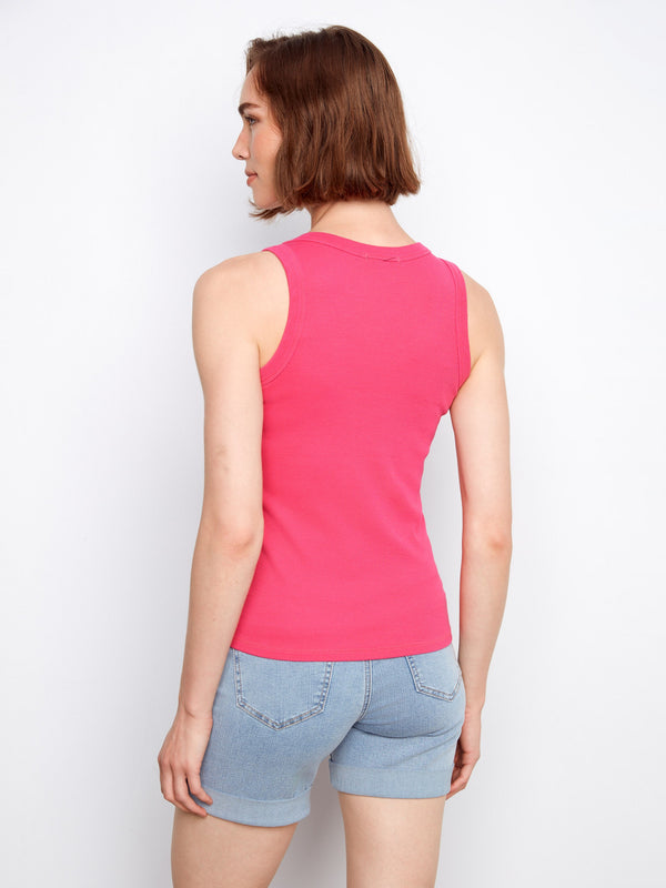 Tencel Ribbed Tank Top - Fuchsia