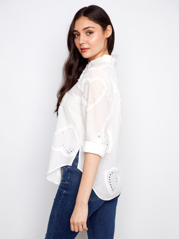 Textured Cotton Button-Down Shirt - White